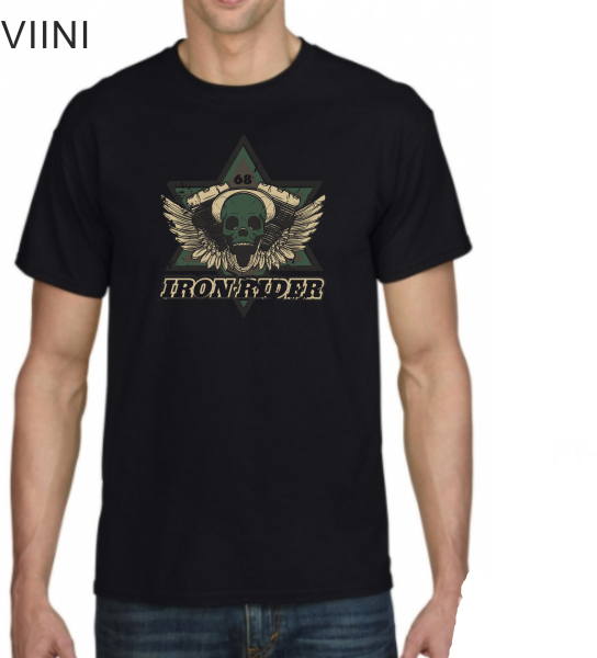 Viini-Shirt-black Iron Rider green - Digitaldruck